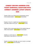 COMEDY DRIVING ANSWERS &lpar;FOR  TICKET DISMISSAL&rpar; QUESTIONS WITH  CORRECT ANSWERS LATEST UPDATE  2026