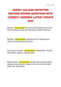 JERSEY COLLEGE NUTRITION  MIDTERM REVIEW QUESTIONS WITH  CORRECT ANSWERS LATEST UPDATE  2026