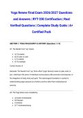 Yoga Renew Final Exam 2026&sol;2027 Questions and Answers &vert; RYT-200 Certification &vert; Real Verified Questions &vert; Complete Study Guide &vert; A&plus; Certified Pack