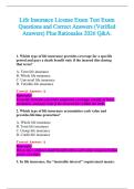 Life Insurance License Exam Test Exam  Questions and Correct Answers &lpar;Verified  Answers&rpar; Plus Rationales 2026 Q&A&period;
