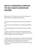 NURS 302 COMPREHENSIVE EXAMINATION TEST 2026 COMPLETE QUESTIONS AND SOLUTIONS