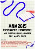 MNM2615 Assignment 1 Semester 1 Memo &vert; Due March 2026
