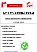 2025 CDIP FINAL EXAM   CORRECT QUESTIONS WITH VERIFIED ANSWERS  LATEST 2025 UPDATE