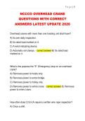 NCCCO OVERHEAD CRANE  QUESTIONS WITH CORRECT  ANSWERS LATEST UPDATE 2026