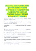 Elementary Statistics FINAL EXAM QUESTIONS WITH CORRECT SOLUTIONS&vert;&vert;100&percnt; GUARANTEED PASS&vert;&vert;UPDATED 2026&sol;2027 SYLLABUS&vert;&vert;ALREADY GRADED A&plus;&vert;&vert;<<LATEST VERSION>>