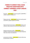 POWER TO ARREST FINAL EXAM  PRACTICE QUESTIONS WITH  CORRECT ANSWERS LATEST UPDATE  2026 