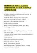 NUTRITION ATI ACTUAL EXAM 2026 QUESTIONS AND DETAILED RATIONALES ALREADY PASSED