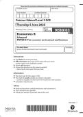 2025 Pearson Edexcel Level 3 GCE Economics B Advanced PAPER 3&colon; The economic environment and business Combined Question Paper and Marking Scheme