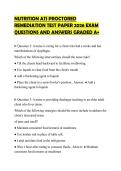 NUTRITION ATI PROCTORED REMEDIATION TEST PAPER 2026 EXAM QUESTIONS AND ANSWERS GRADED A&plus;