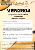VEN2604 Assignment 2 &lpar;COMPLETE ANSWERS&rpar; Semester 1 2026 - DUE  March 2026