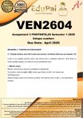 VEN2604 Assignment 3 PHOTHIFOḼIO &lpar;COMPLETE ANSWERS&rpar; Semester 1 2026 - DUE May 2026