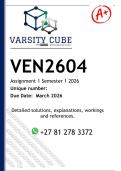 VEN2604 Assignment 1 &lpar;DETAILED ANSWERS Semester 1 2026 - DISTINCTION GUARANTEED 