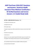 AHIP Final Exam 2026&sol;2027 Questions and Answers &vert; America's Health Insurance Plans Medicare Certification &vert; 50 Verified Questions and Correct Answers &vert; A&plus; Graded Study Guide