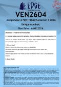 VEN2604 Assignment 3 PORTFOLIO &lpar;ANSWERS&rpar; Semester 1 2026 - DISTINCTION GUARANTEED