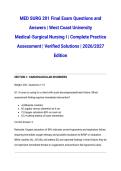 MED SURG 201 Final Exam Questions and Answers &vert; West Coast University Medical-Surgical Nursing I &vert; Complete Practice Assessment &vert; Verified Solutions &vert; 2026&sol;2027 Edition