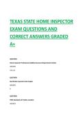 TEXAS STATE HOME INSPECTOR EXAM QUESTIONS WITH 100&percnt;VERIFIED ANSWERS
