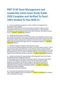 PMT 0140 Team Management and Leadership Exam Prep 2026&colon; Verified Complete Study Guide with 100&percnt; Graded A&plus; Results