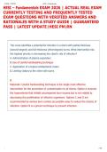 HESI &ndash; Fundamentals EXAM 2026 &vert; ACTUAL REAL EXAM  CURRENTLY TESTING AND FREQUENTLY TESTED  EXAM QUESTIONS WITH VERIFIED ANSWERS AND  RATIONALES WITH A STUDY GUIDE &vert; GUARANTEED  PASS &vert; LATEST UPDATE&vert;HESI PNRN