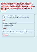 Orofacial Exam &num;4 EXAM 2026 &vert; ACTUAL REAL EXAM  CURRENTLY TESTING AND FREQUENTLY TESTED EXAM  QUESTIONS WITH VERIFIED ANSWERS AND RATIONALES  WITH A STUDY GUIDE &vert; GUARANTEED PASS &vert; LATEST  UPDATE 