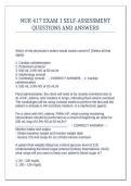 NUR 417 EXAM 1 SELF-ASSESSMENT QUESTIONS AND ANSWERS