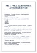 NUR 417 FINAL EXAM QUESTIONS AND CORRECT ANSWERS