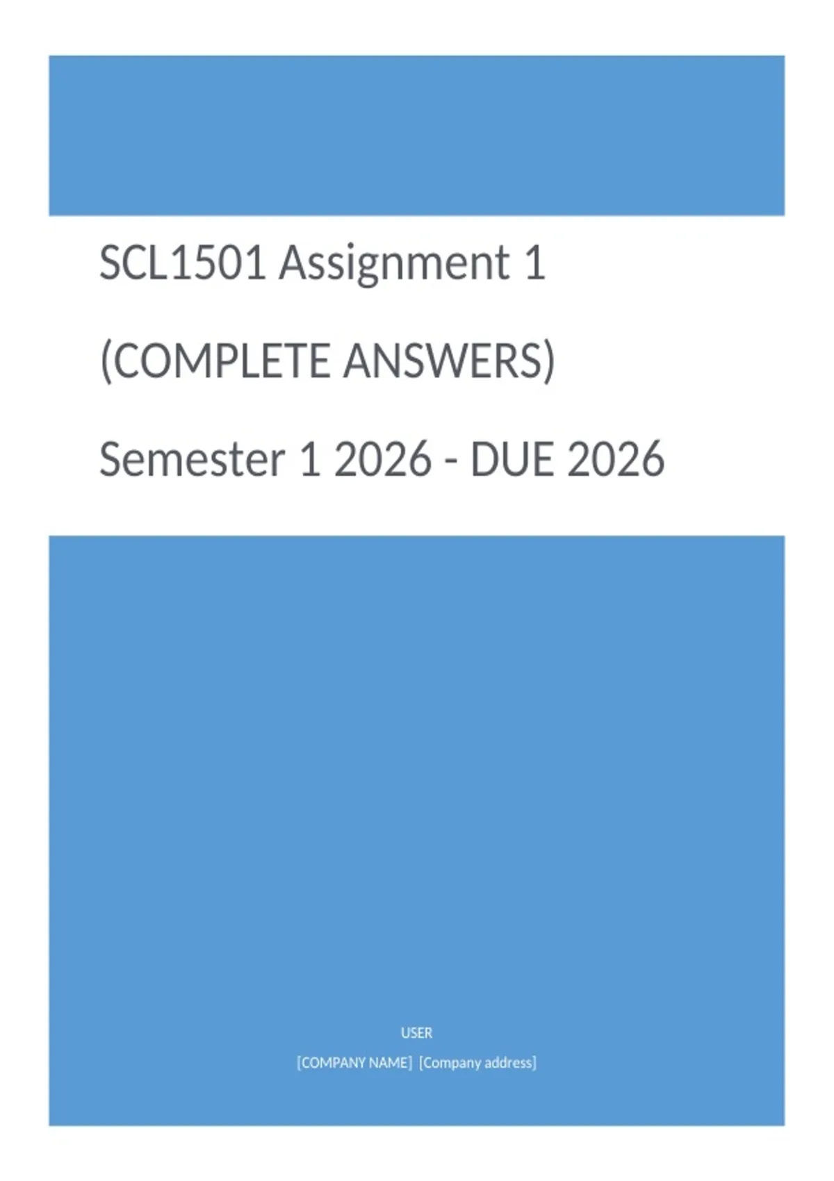 SCL1501 Assignment 1 (COMPLETE ANSWERS) Semester 1 2026 - DUE 2026 ...