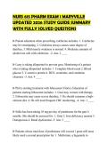 NURS 615 PHARM EXAM 1 MARYVILLE UPDATED 2026 STUDY GUIDE SUMMARY WITH FULLY SOLVED QUESTIONS