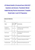 ATI Mental Health A Proctored Exam 2026&sol;2027 Questions and Answers &vert; Psychiatric Mental Health Nursing Practice Assessment &vert; Complete Study Guide &vert; Level 2&sol;3 Preparation