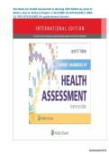 Test Bank For Health Assessment in Nursing 10th Edition by Janet R&period; Weber&semi; Jane H&period; Kelley&vert;&vert;Chapter 1-34 &comma; All Chapters &vert;&vert;ISBN 10&comma;1975161246&vert;&vert; ISBN13&comma; 978-1975161248&vert;&vert;A&plus; Guide&comma;Newest Version