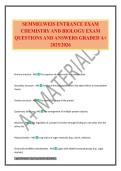 SEMMELWEIS ENTRANCE EXAM CHEMISTRY AND BIOLOGY EXAM QUESTIONS AND ANSWERS GRADED A&plus; 2025&sol;2026