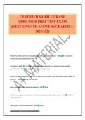 CERTIFIED MOBILE CRANE OPERATOR PREP TEST EXAM QUESTIONS AND ANSWERS GRADED A&plus; 2025&sol;2026