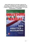 SOLUTION MANUAL For Data Analytics for Accounting&comma; 3rd Edition by Vernon Richardson&comma; Verified Chapters 1 - 9&comma; Complete Newest Version