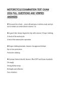 MOTORCYCLE EXAMINATION TEST GUAM 2026 FULL QUESTIONS AND VERIFIED ANSWERS