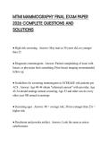 MTMI MAMMOGRAPHY FINAL EXAM PAPER 2026 COMPLETE QUESTIONS AND SOLUTIONS