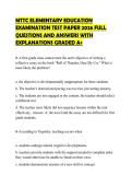 MTTC ELEMENTARY EDUCATION EXAMINATION TEST PAPER 2026 FULL QUESTIONS AND ANSWERS WITH EXPLANATIONS GRADED A&plus;