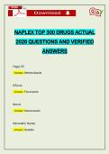 NAPLEX TOP 300 DRUGS ACTUAL 2026 QUESTIONS AND VERIFIED ANSWERS