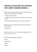 NRCME DOT EXAM SCRIPT 2025 QUESTIONS WITH CORRECT ANSWERS GRADED A