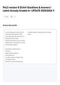 PALS version B EXAM Questions & Answers &vert; Latest Already Graded A&plus; UPDATE 2025&vert;2026 &excl;&excl;