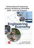 Solutions Manual for Engineering Economy&comma; 9th Edition by Leland Blank &lpar;2026&rpar; &ndash; Covers All 19 Chapters