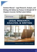 Solution Manual - Legal Research&comma; Analysis&comma; and Writing 5th Edition by Putman & Albright All 19 Chapters Covered&comma; Verified Latest Edition