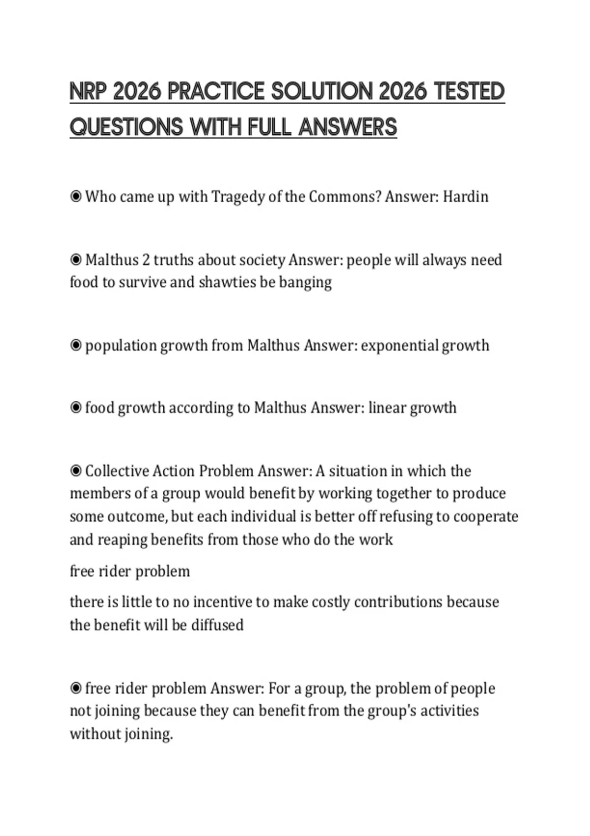 NRP 2026 PRACTICE SOLUTION 2026 TESTED QUESTIONS WITH FULL ANSWERS ...