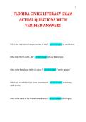 FLORIDA CIVICS LITERACY EXAM ACTUAL QUESTIONS WITH VERIFIED ANSWERS