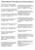 Biochem Module 7 Exam Questions and Answers Rated A