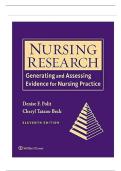 Test Bank for Nursing Research&colon; Generating and Assessing Evidence for Nursing Practice&comma; 11th Edition by Polit & Beck &vert; 2026&sol;2027 Nursing Research Exam Review