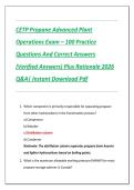 CETP Propane Advanced Plant  Operations Exam &ndash; 100 Practice  Questions And Correct Answers  &lpar;Verified Answers&rpar; Plus Rationale 2026  Q&A&vert; Instant Download Pdf 