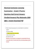 Compilation Bundle for Electrical Contractor Licensing Examinations &ndash; Grade I-III Practice Questions And Correct Answers &lpar;Verified Answers&rpar; Plus Rationales 2026 Q&A &vert; Instant Download Pdf