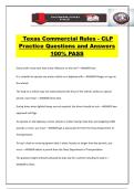 Texas Commercial Rules - CLP Practice Questions and Answers 100&percnt; PASS