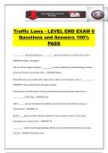 Traffic Laws - LEVEL END EXAM 6 Questions and Answers 100&percnt; PASS