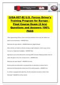  &lbrack;USA-007-B&rsqb; U&period;S&period; Forces Driver's Training Program for Europe - Final Course Exam &lpar;2 hrs&rpar; Questions and Answers 100&percnt; PASS