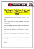 Washington State knowledge test Questions and Answers 100&percnt; PASS